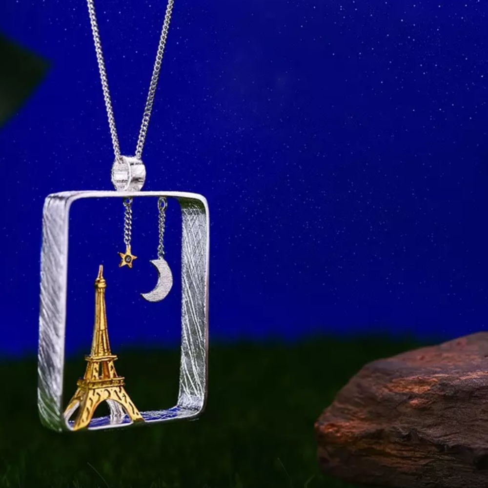 Artisan Handmade 925 Silver The Zenovia Paris Eiffel Tower Necklace - Picture 5 of 8